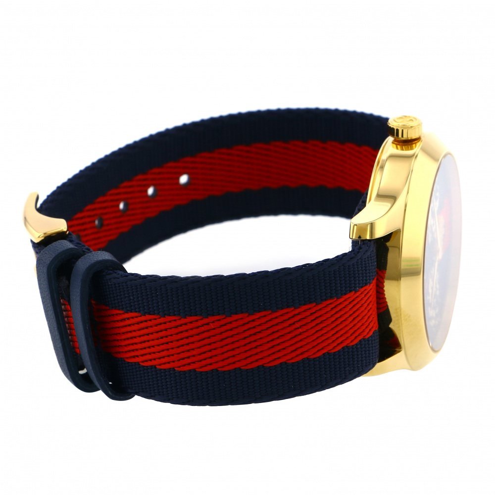 Gucci G Timeless Bee Red & Blue Dial Red Two Tone Nylon Strap Watch For Men - YA1264061 Buy Now By Gucci
