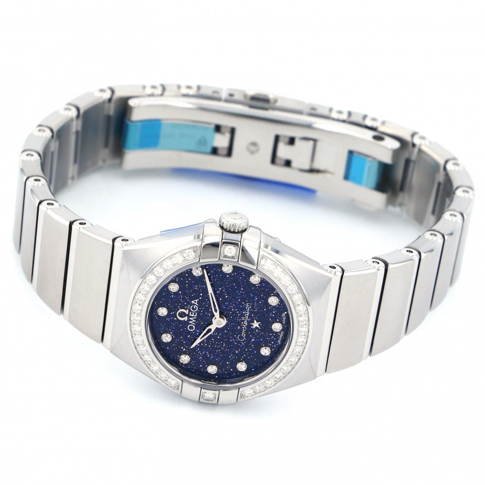 Omega Constellation Manhattan Quartz Diamonds Blue Dial Silver Steel Strap Watch for Women - 131.15.25.60.53.001 Buy Now By Omega