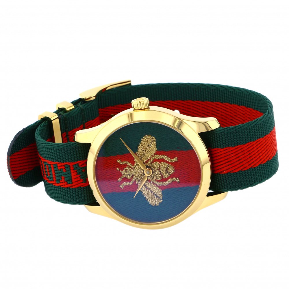 Gucci G Timeless Quartz Green & Red Dial Green & Red NATO Strap Watch For Men - YA126487A Buy Now By Gucci