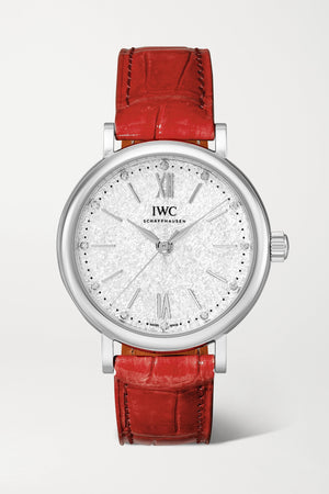 IWC Portofino Automatic Diamonds Silver Dial Red Leather Strap Watch for Women - IW357408 Buy Now By IWC
