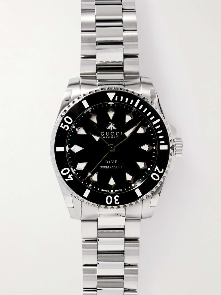 Gucci Dive Automatic Black Dial Silver Steel Strap Watch for Men - YA136353 Buy Now By Gucci