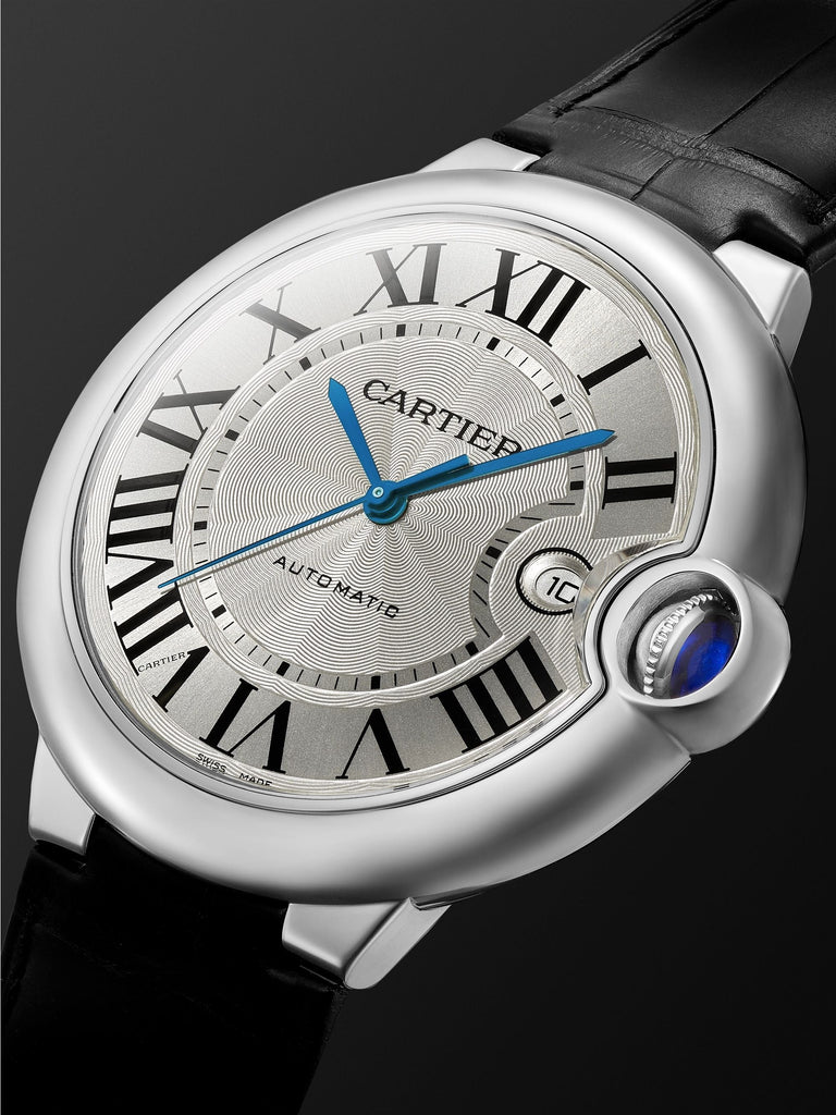 Cartier Ballon Bleu de Cartier Silver Dial Black Leather Strap Watch for Men - WSBB0026 Buy Now By Cartier