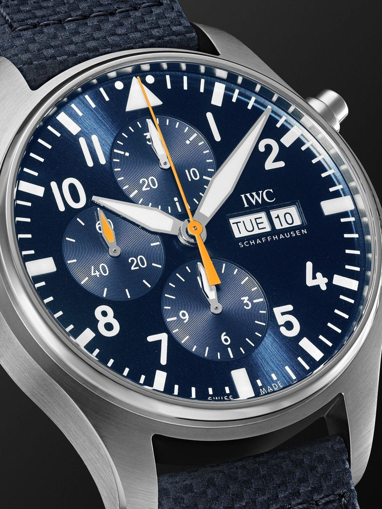 IWC Pilot's Automatic Chronograph 43mm Blue Dial Blue Calfskin Strap Watch for Men - IW377729 Buy Now By IWC