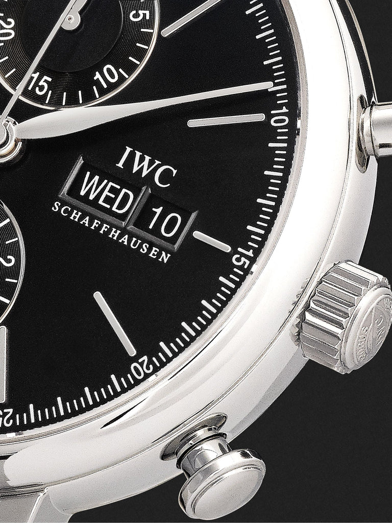 IWC Portofino Chronograph Black Dial Black Leather Strap Watch for Men - IW391008 Buy Now By IWC