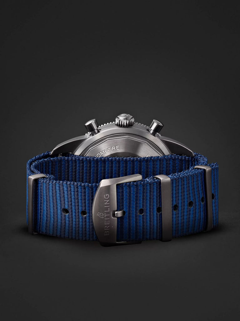 Breitling Superocean Heritage Chronograph 44 Outerknown Blue Dial Blue NATO Strap Watch for Men - M133132A1C1W1