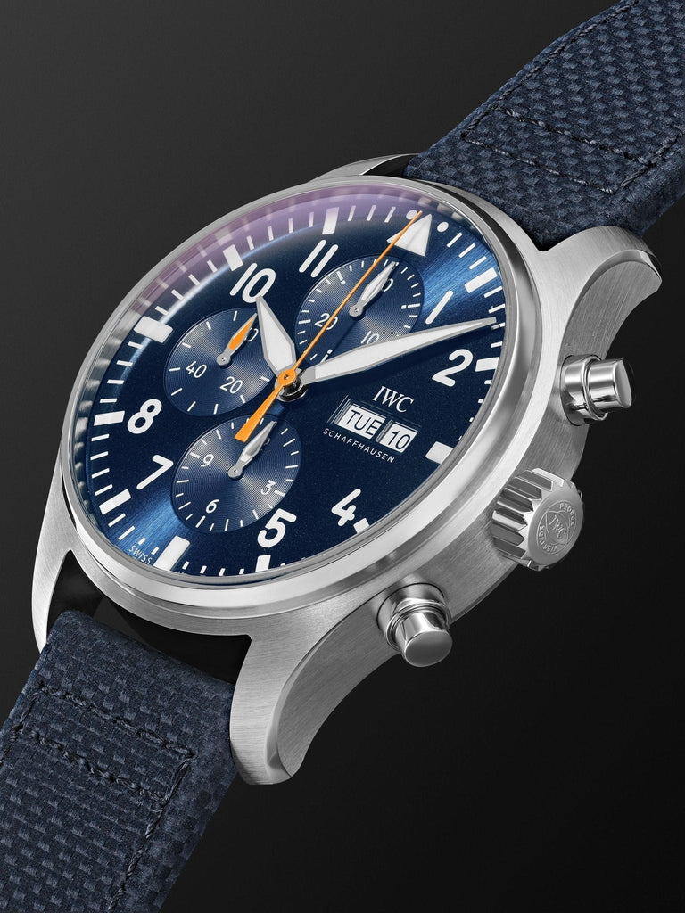 IWC Pilot's Automatic Chronograph 43mm Blue Dial Blue Calfskin Strap Watch for Men - IW377729 Buy Now By IWC