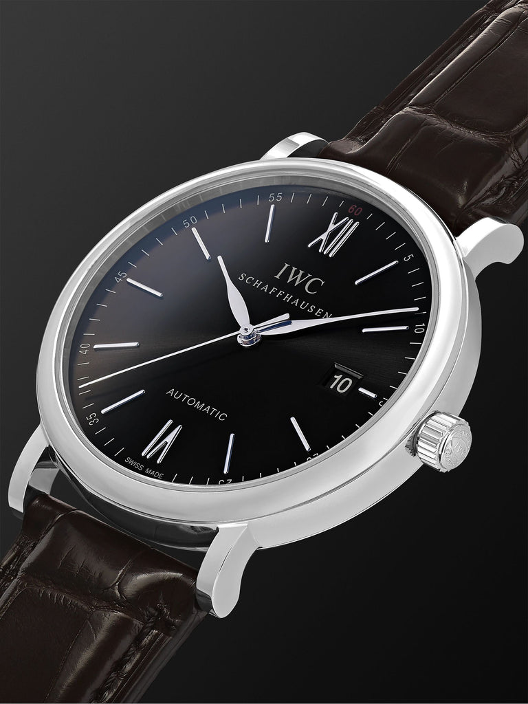 IWC Portofino Automatic Black Dial Black Leather Strap Watch for Men - IW356502 Buy Now By IWC