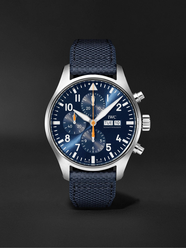 IWC Pilot's Automatic Chronograph 43mm Blue Dial Blue Calfskin Strap Watch for Men - IW377729 Buy Now By IWC
