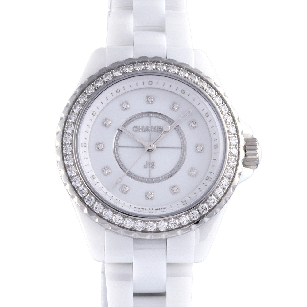 Chanel J12 Quartz Diamonds White Dial White Steel Strap Watch for Women - J12 H6418 Buy Now By Chanel