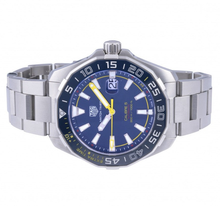 Tag Heuer Aquaracer Caliber 5 Match Timer Shinji Kagawa Edition Blue Dial Silver Steel Strap Watch for Men - WAY201H.BA0927 Buy Now By Tag Heuer