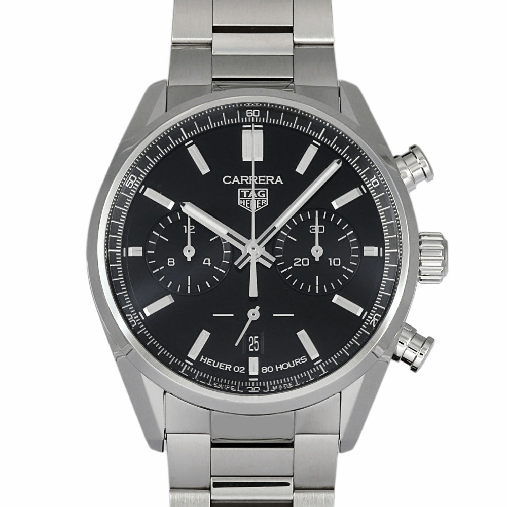 Tag Heuer Carrera Chronograph Black Dial Silver Steel Strap Watch for Men - CBN2010.BA0642 Buy Now By Tag Heuer
