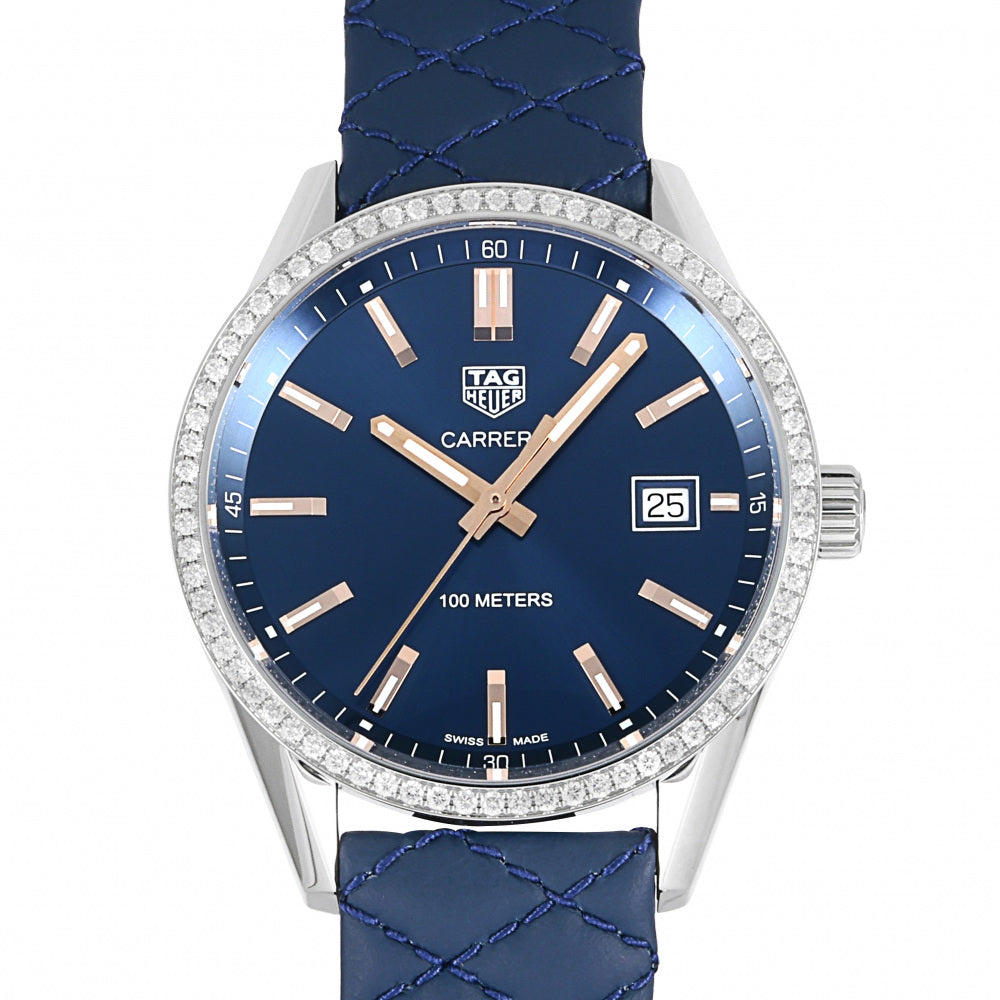Tag Heuer Carrera Quartz Diamonds Blue Dial Blue Leather Strap Watch for Women - WAR1114.FC6391 Buy Now By Tag Heuer