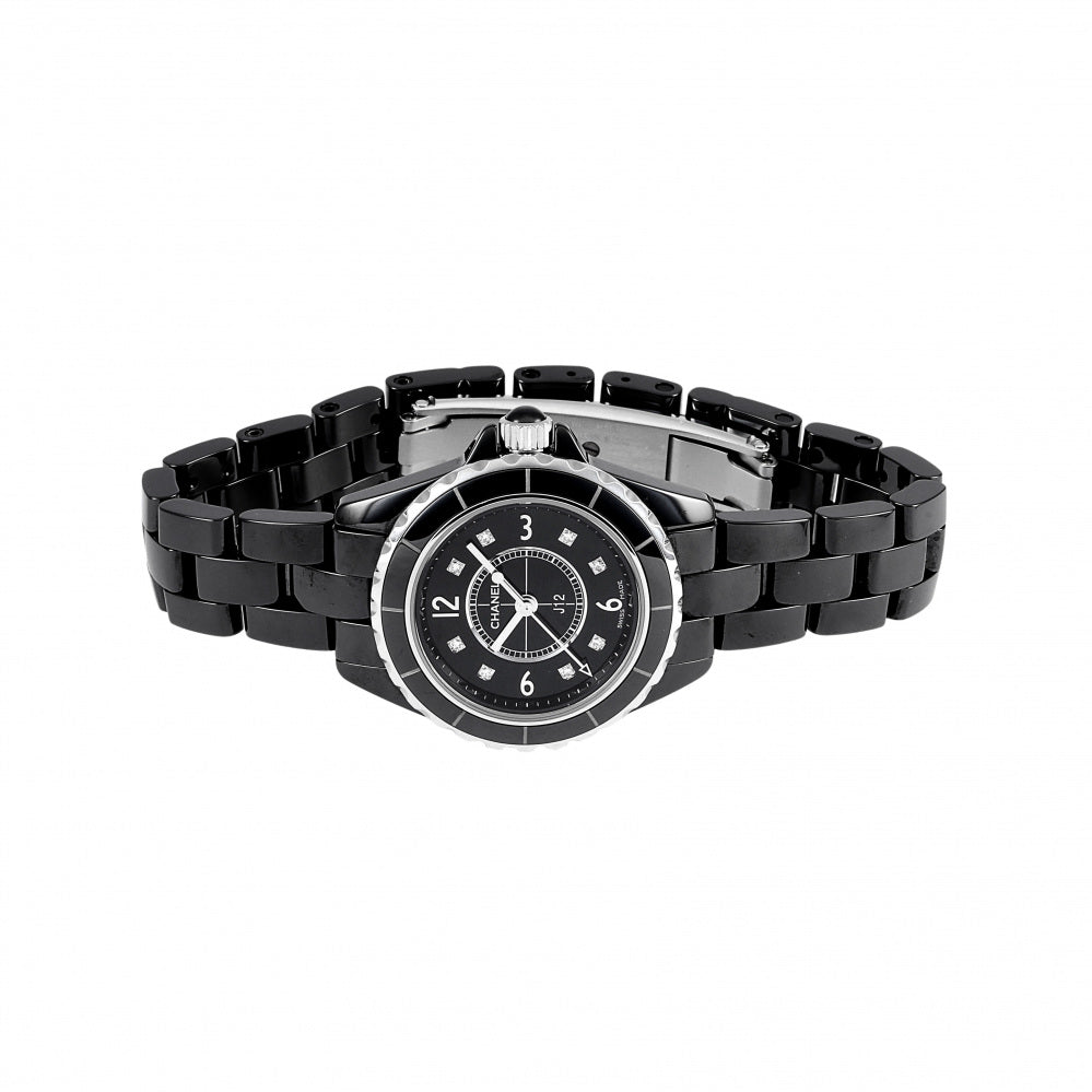 Chanel J12 Diamonds Black Dial Black Steel Strap Watch for Women - J12 H2569 Buy Now By Chanel