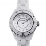 Chanel J12 Diamonds Mother of Pearl White Dial White Steel Strap Watch for Women - J12 H5704 Buy Now By Chanel
