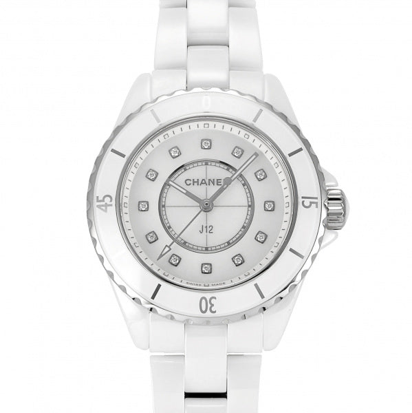 Chanel J12 Diamonds Mother of Pearl White Dial White Steel Strap Watch for Women - J12 H5704 Buy Now By Chanel