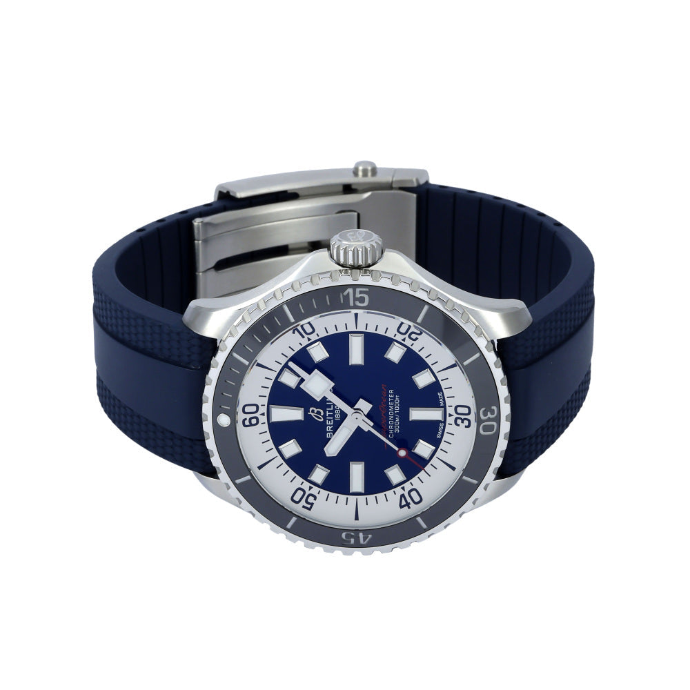 Breitling Superocean Automatic 44 Blue Dial Blue Rubber Strap Watch for Men - A17376211C1S1 Buy Now By Breitling