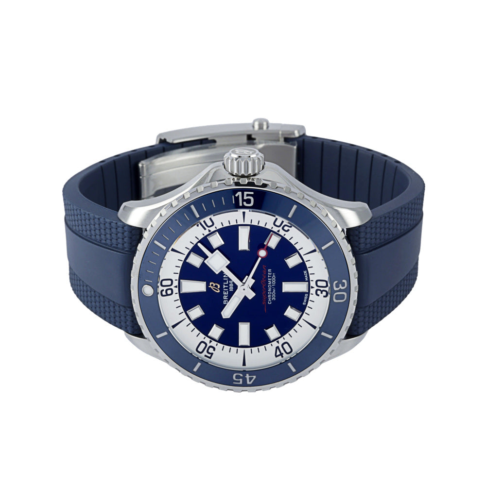 Breitling Superocean Automatic 46 Blue Dial Blue Rubber Strap Watch for Men - A17378E71C1S1 Buy Now By Breitling