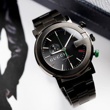 Gucci G Chrono Black Dial Black Steel Strap Watch For Men - YA101331 Buy Now By Gucci