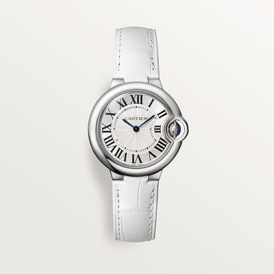 Cartier Ballon Bleu De Cartier Silver Dial White Leather Strap Watch for Women - W6920086 Buy Now By Cartier