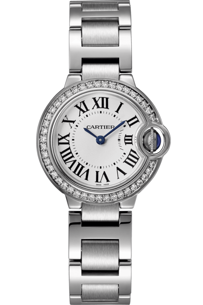 Cartier Ballon Bleu De Cartier Diamonds White Dial Silver Steel Strap Watch for Women - W4BB0015 Buy Now By Cartier
