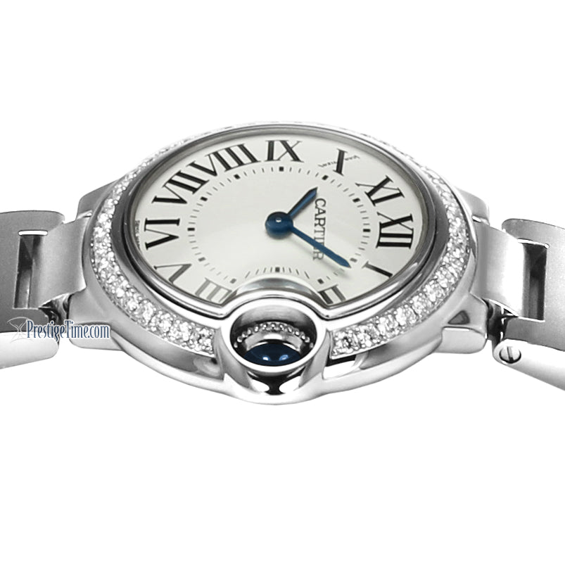 Cartier Ballon Bleu De Cartier Diamonds White Dial Silver Steel Strap Watch for Women - W4BB0015 Buy Now By Cartier