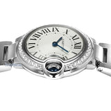Cartier Ballon Bleu De Cartier Diamonds White Dial Silver Steel Strap Watch for Women - W4BB0015 Buy Now By Cartier