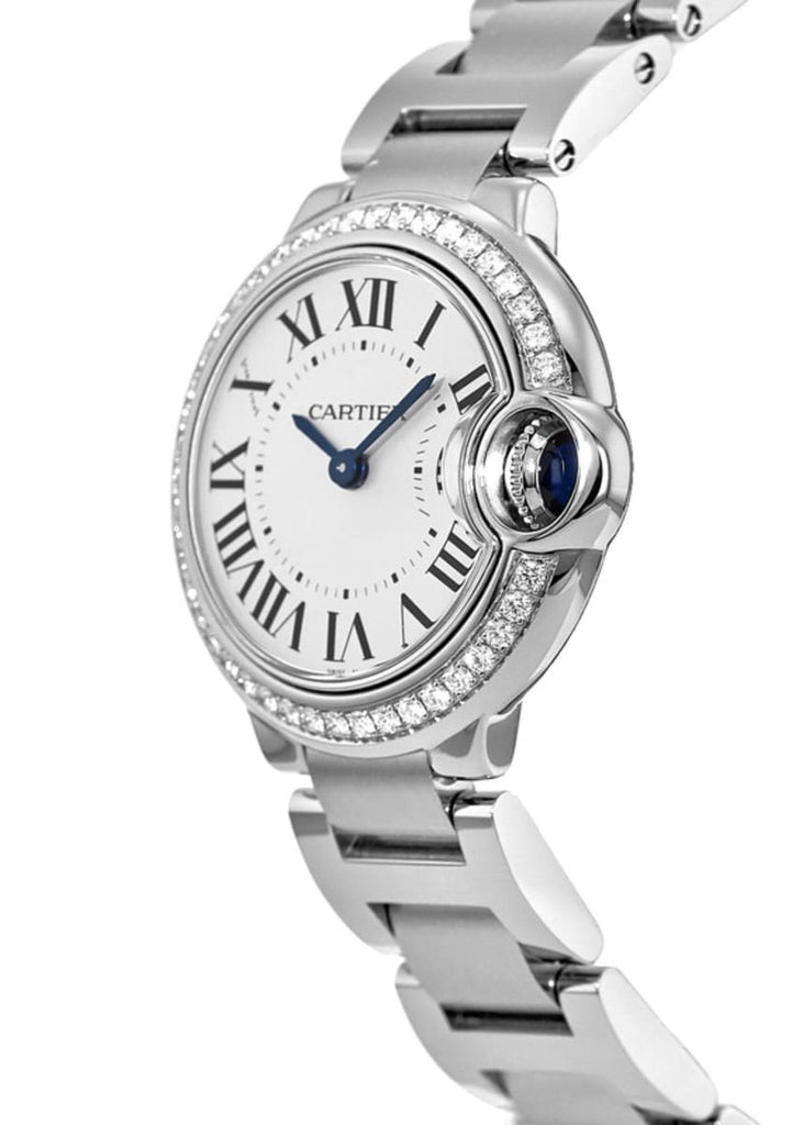 Cartier Ballon Bleu De Cartier Diamonds White Dial Silver Steel Strap Watch for Women - W4BB0015 Buy Now By Cartier