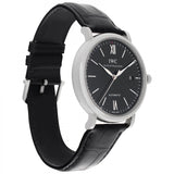 IWC Portofino Automatic Black Dial Black Leather Strap Watch for Men - IW356502 Buy Now By IWC
