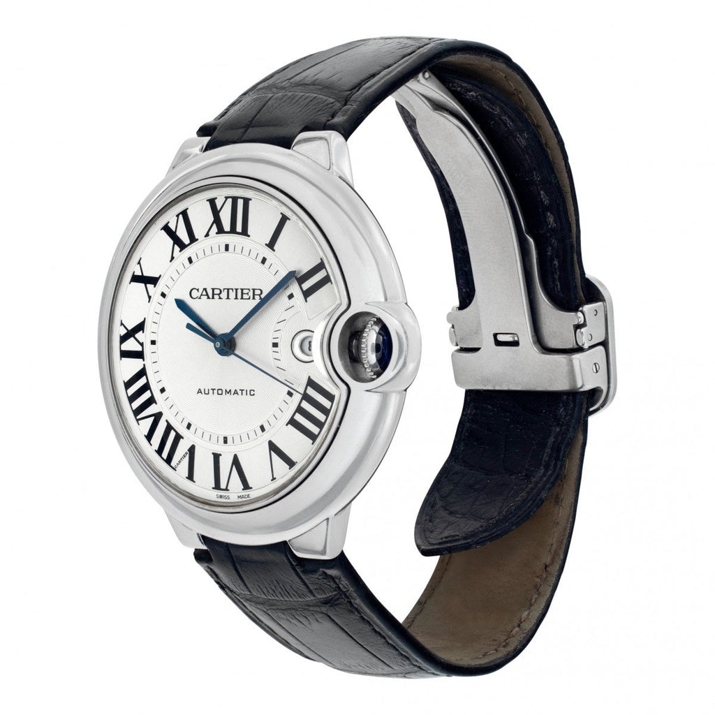 Cartier Ballon Bleu de Cartier Silver Dial Black Leather Strap Watch for Men - WSBB0026 Buy Now By Cartier