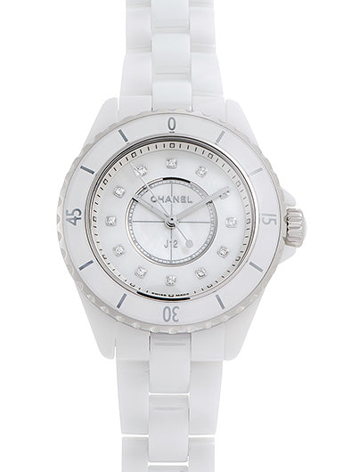 Chanel J12 Diamonds Mother of Pearl White Dial White Steel Strap Watch for Women - J12 H5704 Buy Now By Chanel