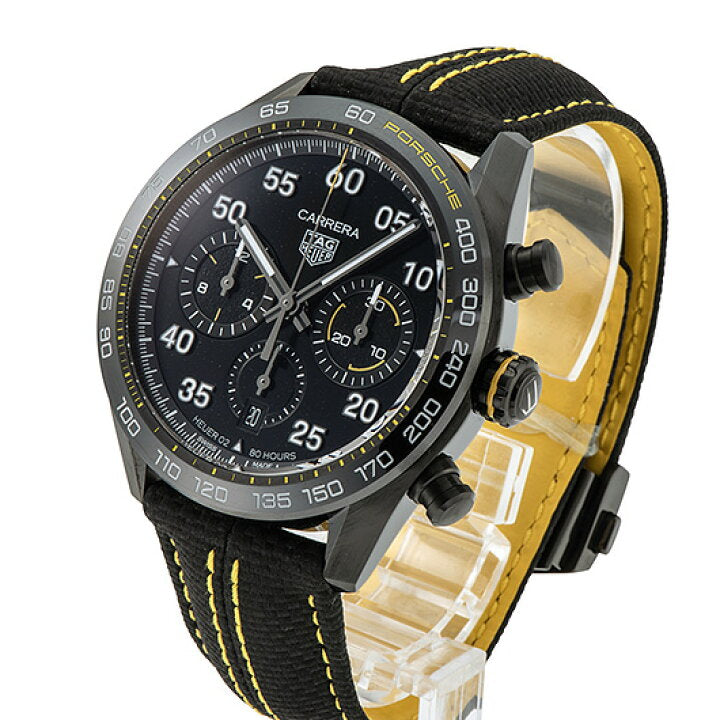 Tag Heuer Carrera x Porsche Automatic Chronograph Black Dial Black Nylon Strap Watch for Men - CBN2A1H.FC6512 Buy Now By Tag Heuer