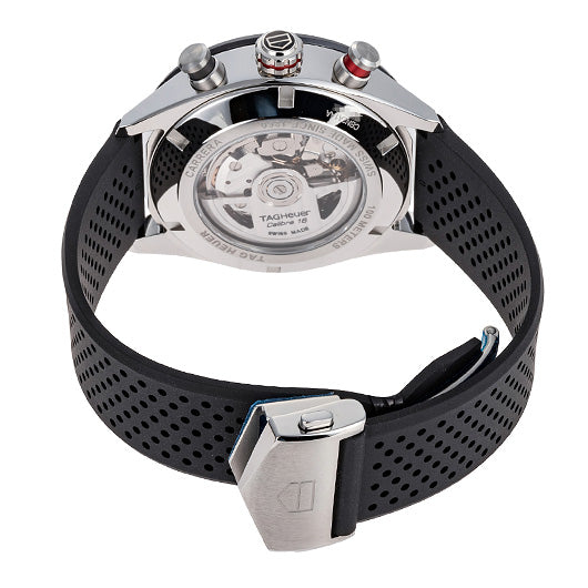 Tag Heuer Carrera Chronograph Black Dial Black Rubber Strap Watch for Men - CBN2A1AA.FT6228 Buy Now By Tag Heuer