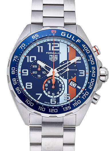 Tag Heuer Formula 1 Gulf Edition Chronograph Blue Dial Silver Steel Strap Watch for Men - CAZ101AT.BA0842 Buy Now By Tag Heuer