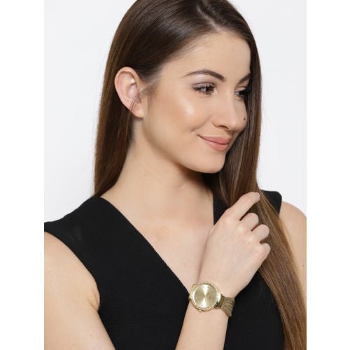 Guess Chiffon Gold Dial Gold Mesh Bracelet Watch For Women - W1083L2 Buy Now By Guess
