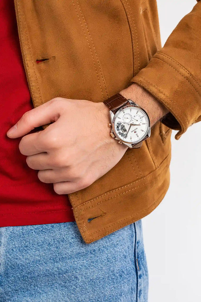 Tommy Hilfiger Baker Chronograph White Dial Brown Leather Strap Watch For Men - 1710450 Buy Now By Tommy Hilfiger