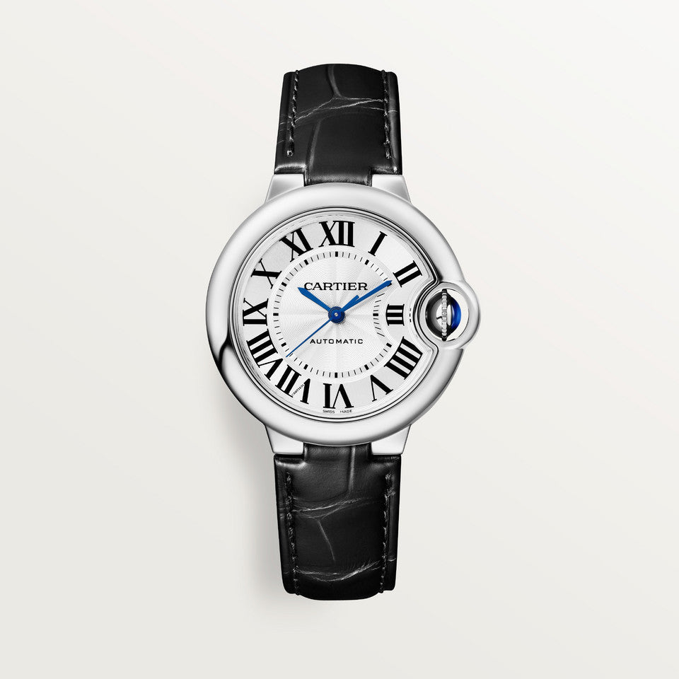 Cartier Ballon Bleu De Cartier Silver Dial Black Leather Strap Watch for Women - WSBB0030 Buy Now By Cartier