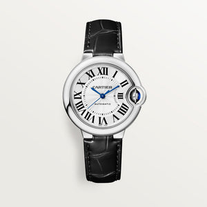 Cartier Ballon Bleu De Cartier Silver Dial Black Leather Strap Watch for Women - WSBB0030 Buy Now By Cartier