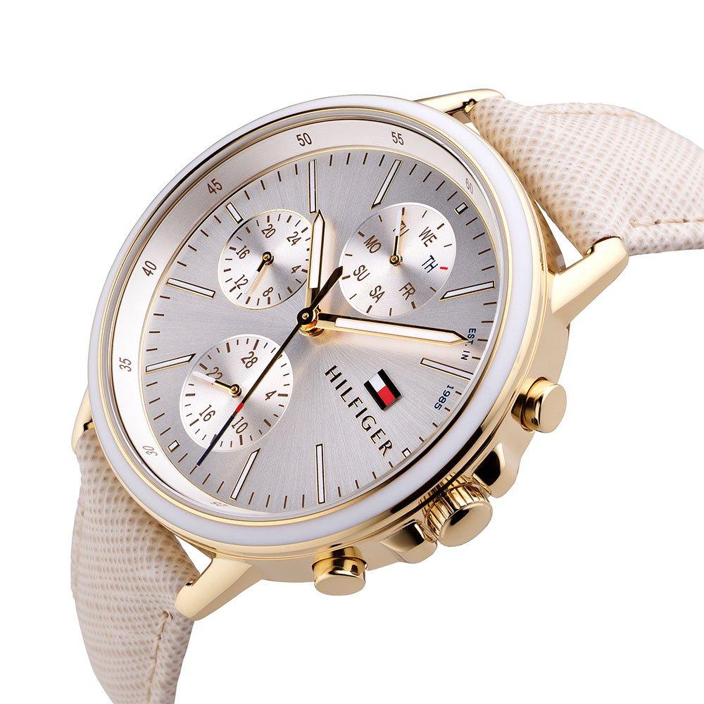 Tommy Hilfiger Carly Silver Dial Cream Leather Strap Watch for Women - 1781790 Buy Now By Tommy Hilfiger