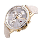 Tommy Hilfiger Carly Silver Dial Cream Leather Strap Watch for Women - 1781790 Buy Now By Tommy Hilfiger