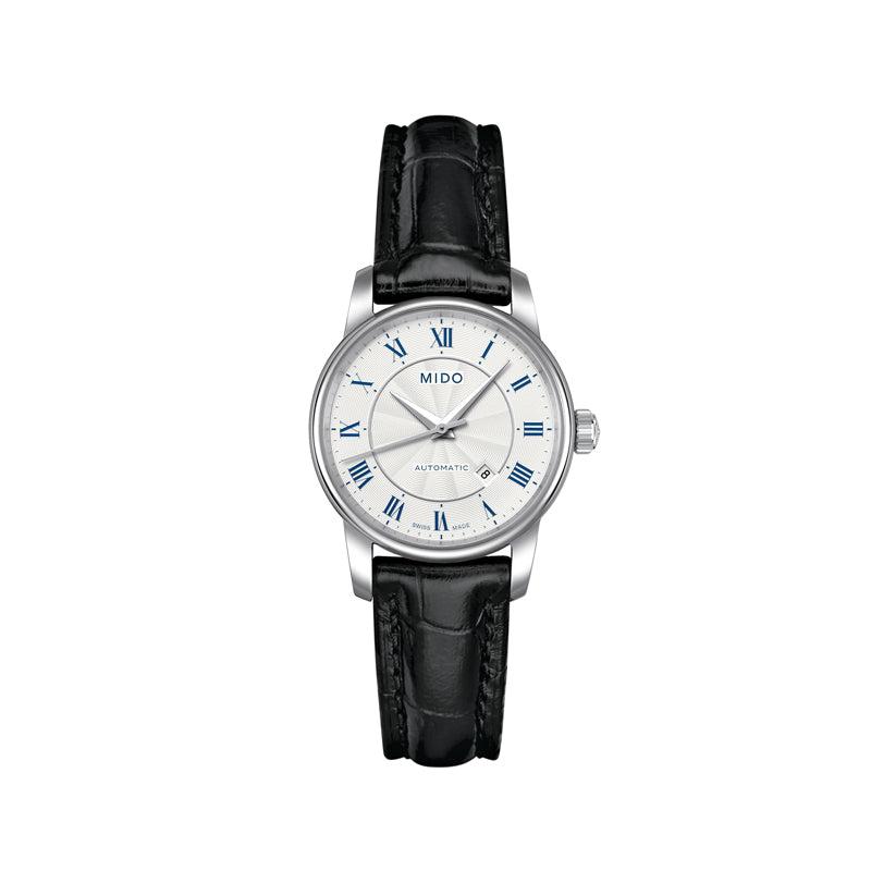 Mido Baroncelli III Automatic Silver Dial Black Leather Strap Watch For Women - M7600.4.21.4 Buy Now By Mido