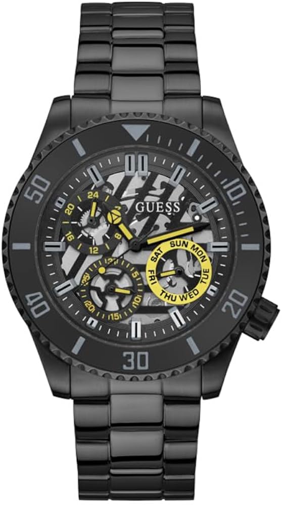 Guess Axel Multifunction Black Dial Black Steel Strap Watch For Men - GW0488G3 Buy Now By Guess