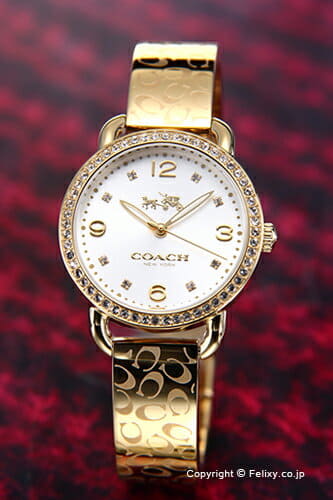 Coach Delancey Diamonds Silver Dial Gold Steel Strap Watch for Women - 14502354 Buy Now By Coach
