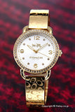 Coach Delancey Diamonds Silver Dial Gold Steel Strap Watch for Women - 14502354 Buy Now By Coach