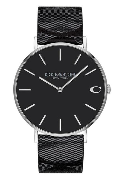 Coach Charles Black Dial Black Leather Strap Watch for Men - 14602157 Buy Now By Coach