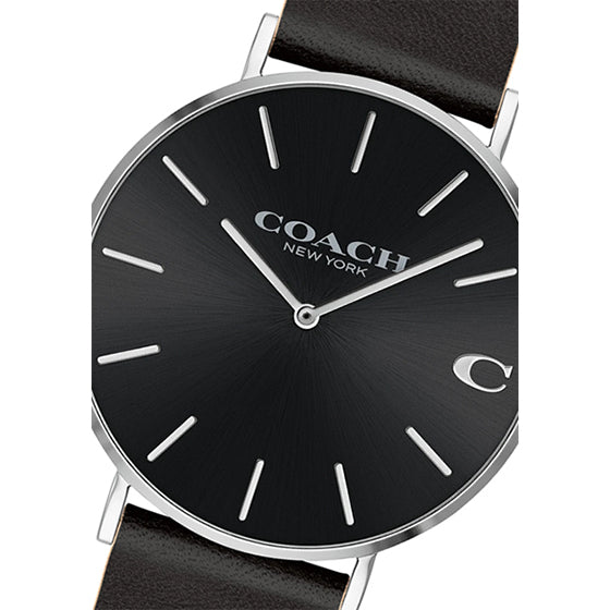 Coach Charles Black Dial Black Leather Strap Watch for Men - 14602149 Buy Now By Coach