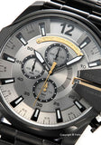Diesel Mega Chief Chronograph Grey Dial Black Steel Strap Watch For Men - DZ4479 Buy Now By Diesel