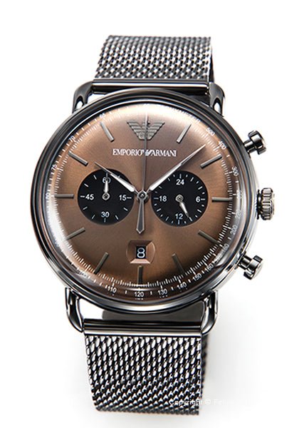 Emporio Armani Aviator Brown Dial Grey Mesh Bracelet Watch For Men - AR11141 Buy Now By Emporio Armani