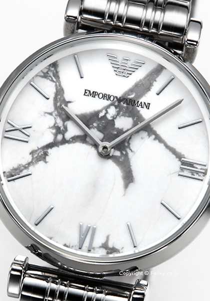 Emporio Armani Gianni T Bar White Marble Dial Silver Steel Strap Watch For Women - AR11170 Buy Now By Emporio Armani