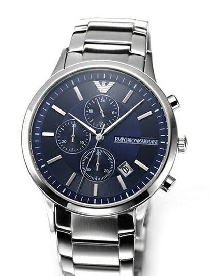 Emporio Armani Renato Chronograph Blue Dial Silver Steel Strap Watch For Men - AR11164 Buy Now By Emporio Armani