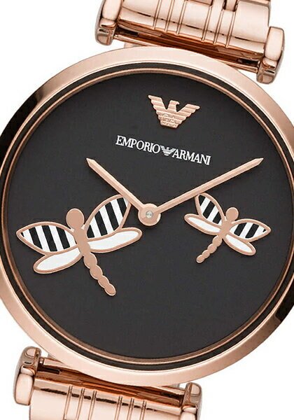 Emporio Armani Gianni T Bar Black Dial Rose Gold Steel Strap Watch For Women - AR11206 Buy Now By Emporio Armani